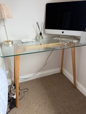 Glass Desk With Wooden Legs