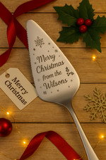Engraved Christmas Cake Server Personalised Pie Cutter Gift – Choice of 5 Design
