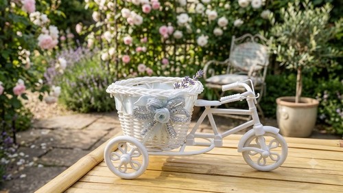 White decorative tricycle - white,