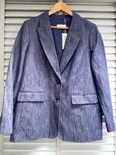 M&S Blue Linen Blend Jacket UK