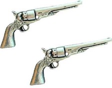 2 x Antique Flintlock Handcrafted From English Pewter Pin Badges TSB G17