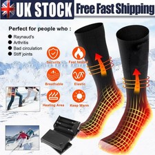 Unisex Electric Heated Cotton Socks Battery Power Foot Winter Warmer Black Socks