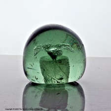 Victorian single flower pot green glass dump paperweight