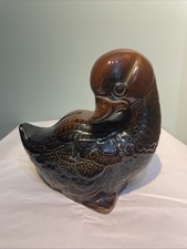 Arthur Wood Duck money box with bung brown ceramic