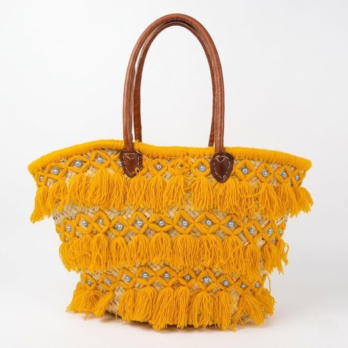 Moroccan mustard basket bag - moroccan,
