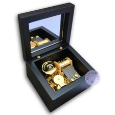 Black Wooden Wind up Music Box With Sankyo Musical Movement (60 Tunes Option)