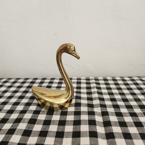 Vintage brass swan ornament - swan,