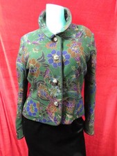 Caroline Charles Green mix floral mix 96% wool blazer Jacket UK 18