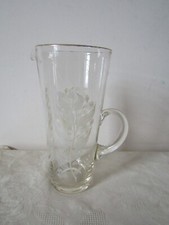 Tall Glass Leaf Design cocktail Pitcher  Jug  Vase Ornament 23cm tallest