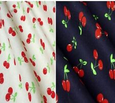 Cherries Navy Cream Polycotton