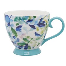 Bone China Blue Floral Print Large  Mug Tea Coffee Mug Christmas Gift Idea