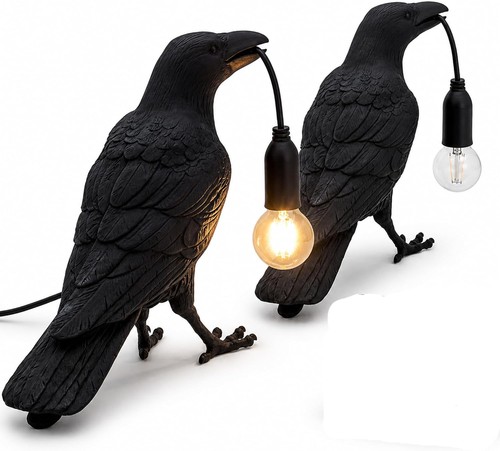 Raven bird table lamp bedside - lamp,
