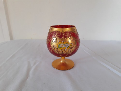 Murano goblet red and gold - red,