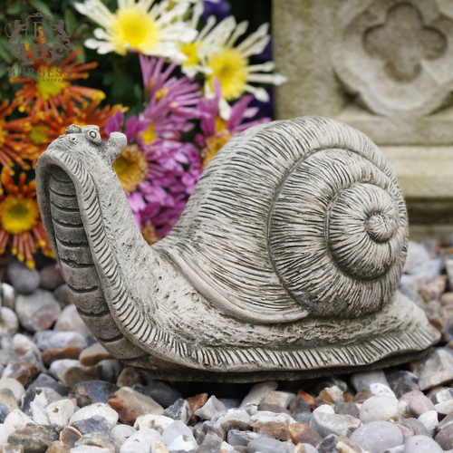 Garden snail stone statue - stone,