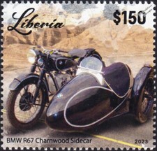 1951 BMW R67 CHARNWOOD Combination Sidecar Motorcycle Stamp (2023 Liberia)