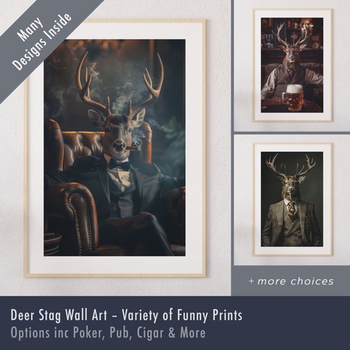 Deer stag print funny wall - stag,