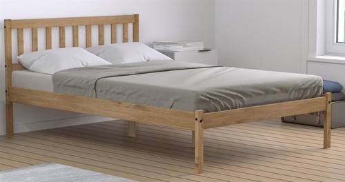 Pine waxed wood bed - pine,waxed,