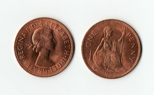 1967 unc copper britannia one - copper,