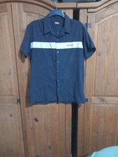 Mens 90s Retro Kickers Bowling Shirt L Navy
