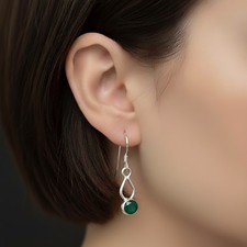 Sterling Silver Green Faceted