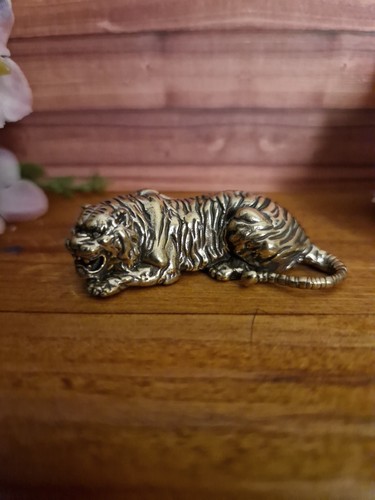 Vintage brass chinese - brass, tiger
