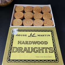 Vintage House Martin Hardwood Draughts Pieces Set Board Games Replacement 