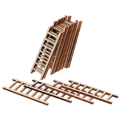 Beige miniature wooden ladder - wooden,
