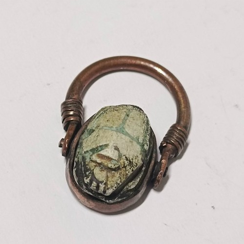 Copper scarab ring - copper,