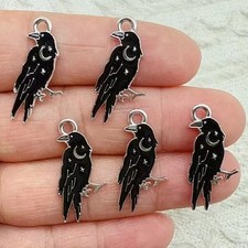Raven Enamel Charms Gothic
