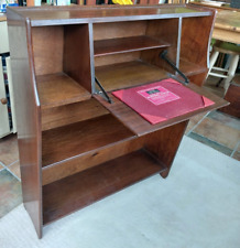 Vintage 1950s oak bookcase, drop down writing desk bureau, CWS Ltd Enfield