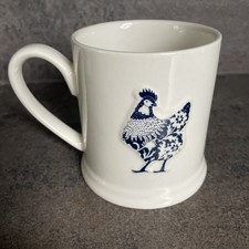 DEBENHAMS COLLECTION hen chicken  MUG EXCELLENT CONDITION blue cream floral
