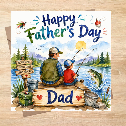 Dad lad fishing themed - dad, &