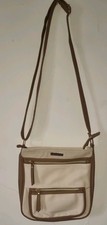 Nathalie Anderson Faux Leather Crossbody Shoulder Bag Beidge/Brown New NWOT .