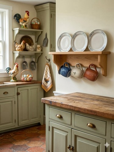 Vintage wood wall shelf - 21",
