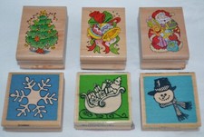 STAMPERS:   SET OF 6 FESTIVE STAMPS -  GIFT TAG CARD MAKING CRAFT EQUIPMENT