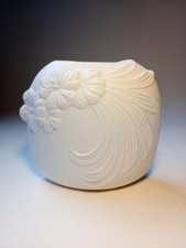Kaiser White Bisque Porcelain Floral Oval Vase