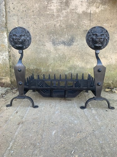Cast iron lion - lion, firedogs