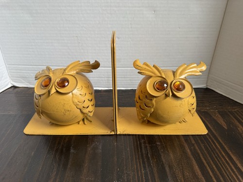 Vintage owl bookends metal - vintage,