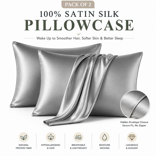 Pack satin silk pillowcases - 2,