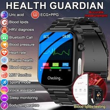 Smart Watch Men Blood Lipids Uric Acid Testing ECG PPG Blood Pressure UK Stock