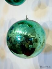 Witch Ball Christmas Ornament Kugel Antique Light Green Round Mercury Glass