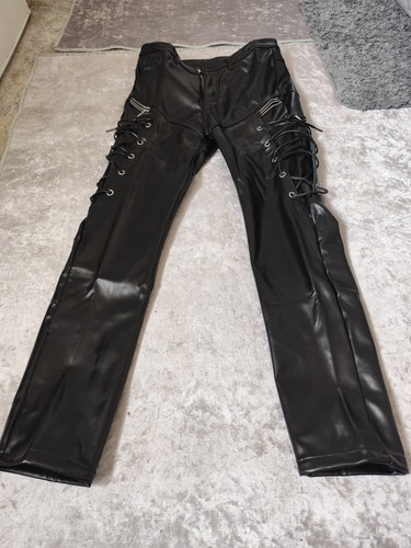 Mens black faux leather - mens,