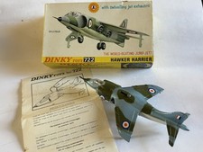 VINTAGE DIECAST DINKY TOYS #722 RAF HAWKER HARRIER VTOL JET FIGHTER PLANE BOXED