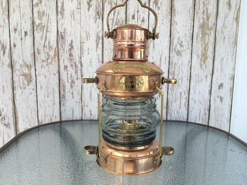 Brass copper anchor oil lamp - &,