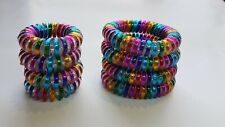 Multicolour Rainbow Spiral Hair Band Hairbands Bobbles Stretchy Ponytail 4pk  