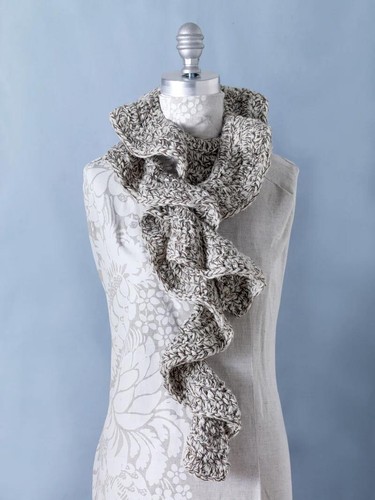 Wool ruffle scarf tweed - wool,