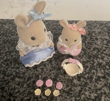 Sylvanian Families Wedding Bridesmaids Pair Dressed Complete VGC Flair 4975