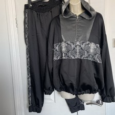 Zara black satin hooded top