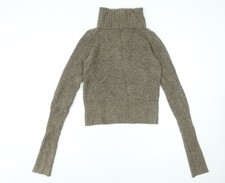 AllSaints Women Brown Roll Neck Wool Blend Jumper Size S