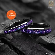 His And Hers Galaxy Rings, Matching Couple Set With Alexandrite & Blue Sandstone